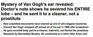 Illustration for article titled New Evidence Says Van Gogh Cut Off His Whole Left Ear, Not Just a PieceÂ